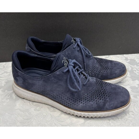 Cole Haan 10.5M 2.Zerogrand Laser Wingtip Oxford Navy Blazer Shoe Comfort C23086 - Picture 1 of 13